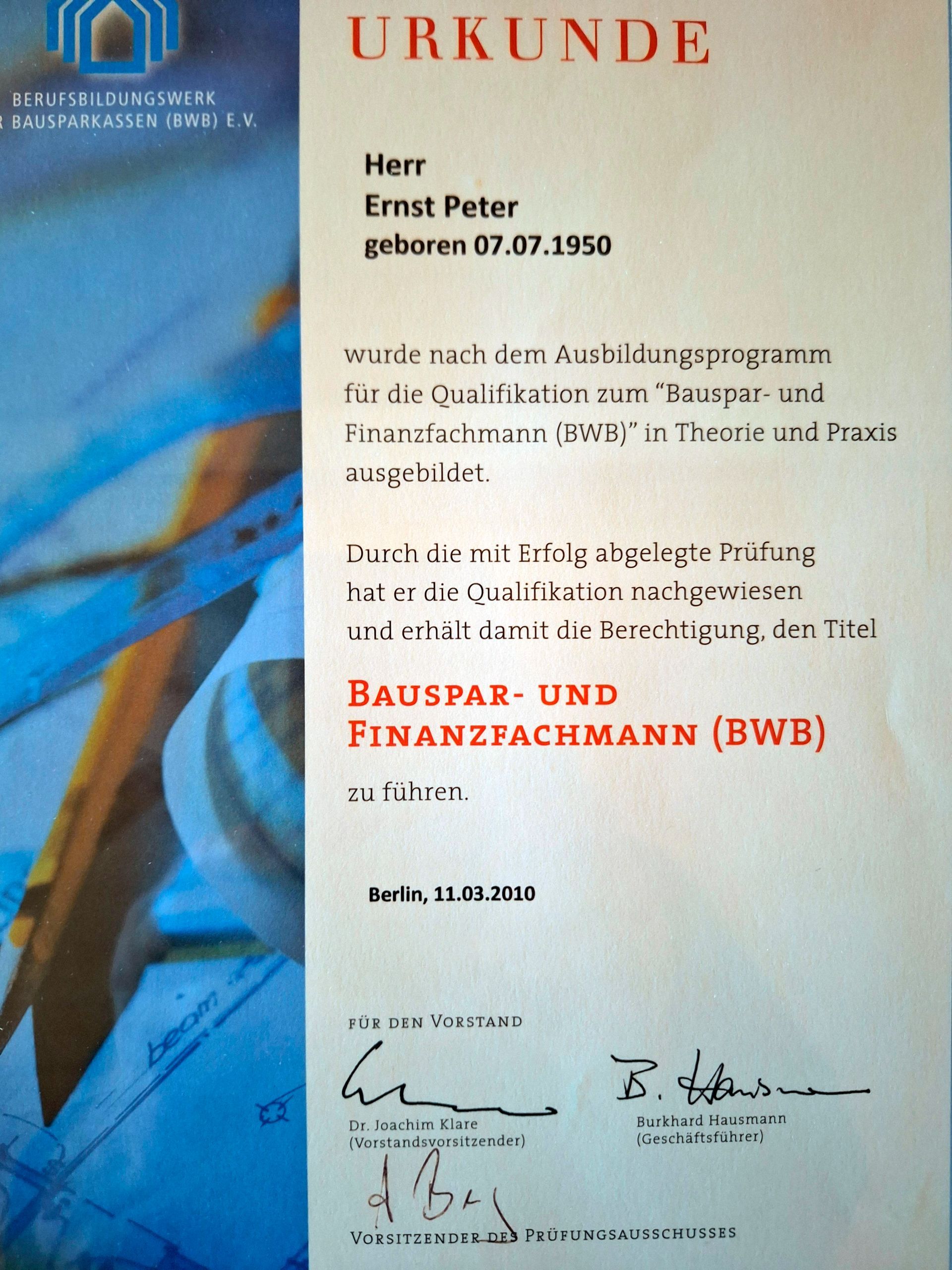 Bauspar- und Finanzfachmann