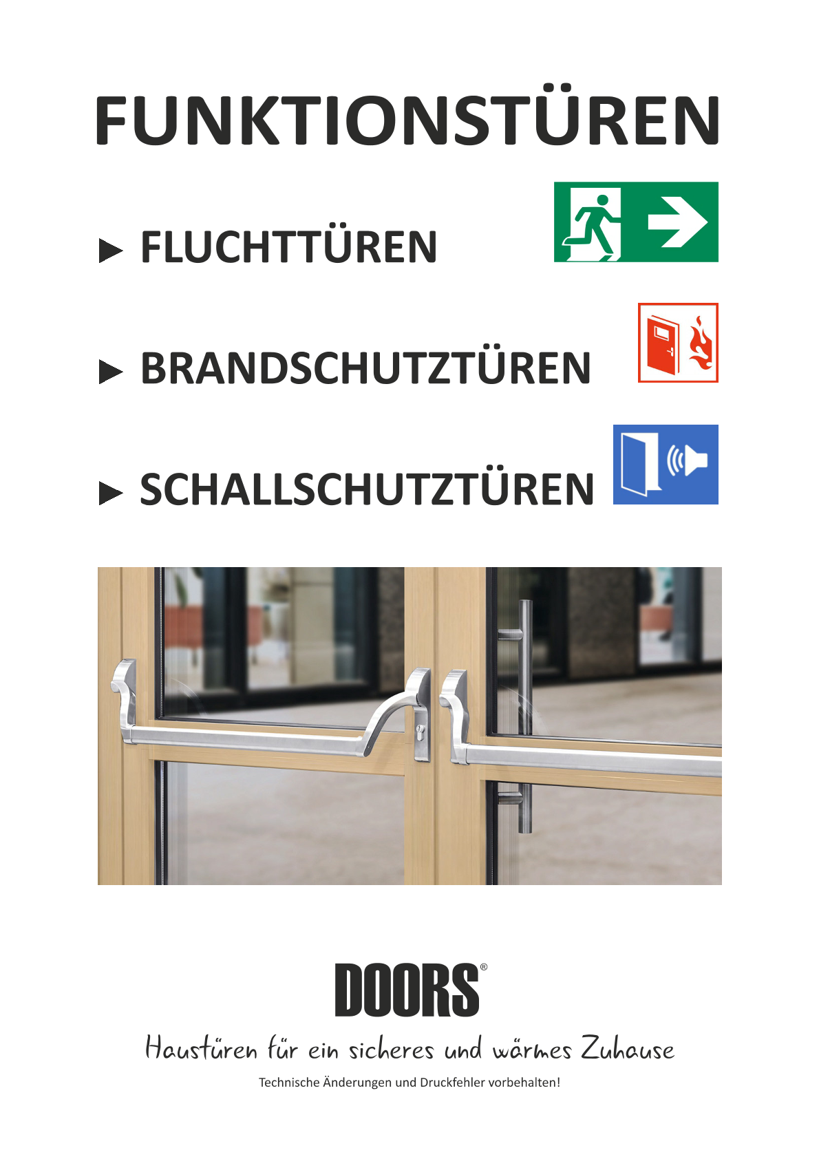 Funktionstüren der Firma DOORS. Fluchtwegtüren, Brandschutztüren, Schallschutztüren