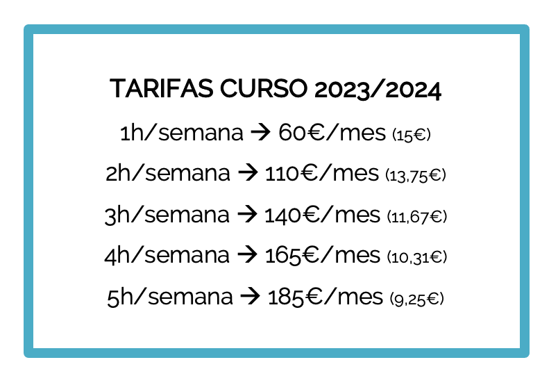 Tarifas clases de apoyo Academia Cogiendo Impulso