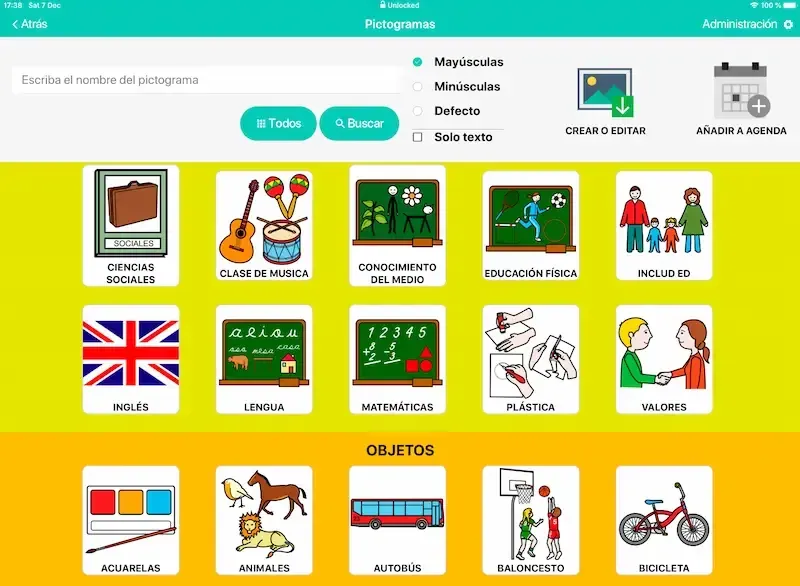 Ejemplo de agenda TEA para autismo infantil