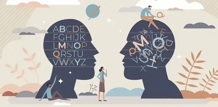 Imagen que simboliza una persona con dislexia y otra sin dislexia