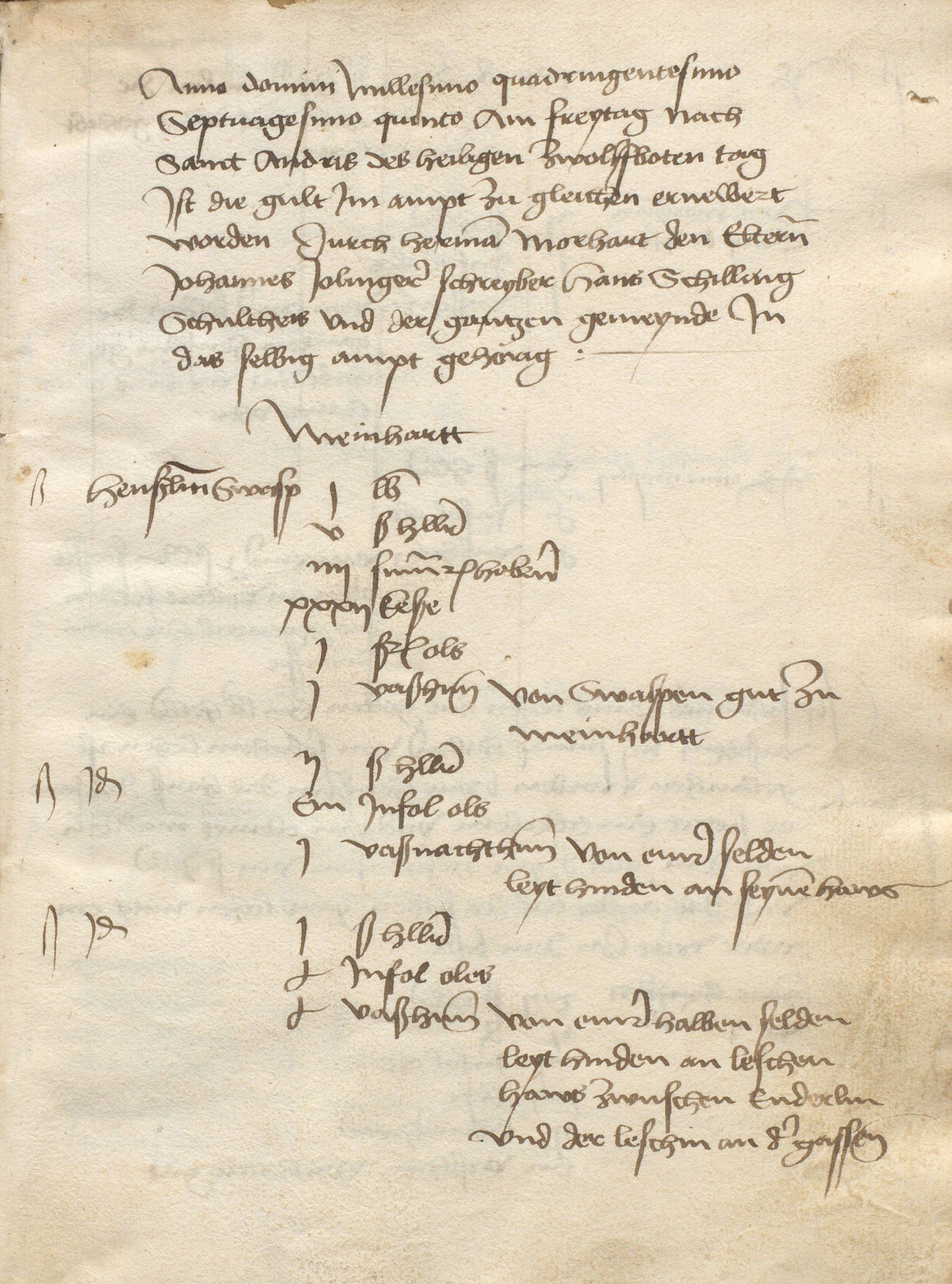 Gültbuch Mainhardt 1475 / HZAN GL 5 Schubl. 13 Nr. 10