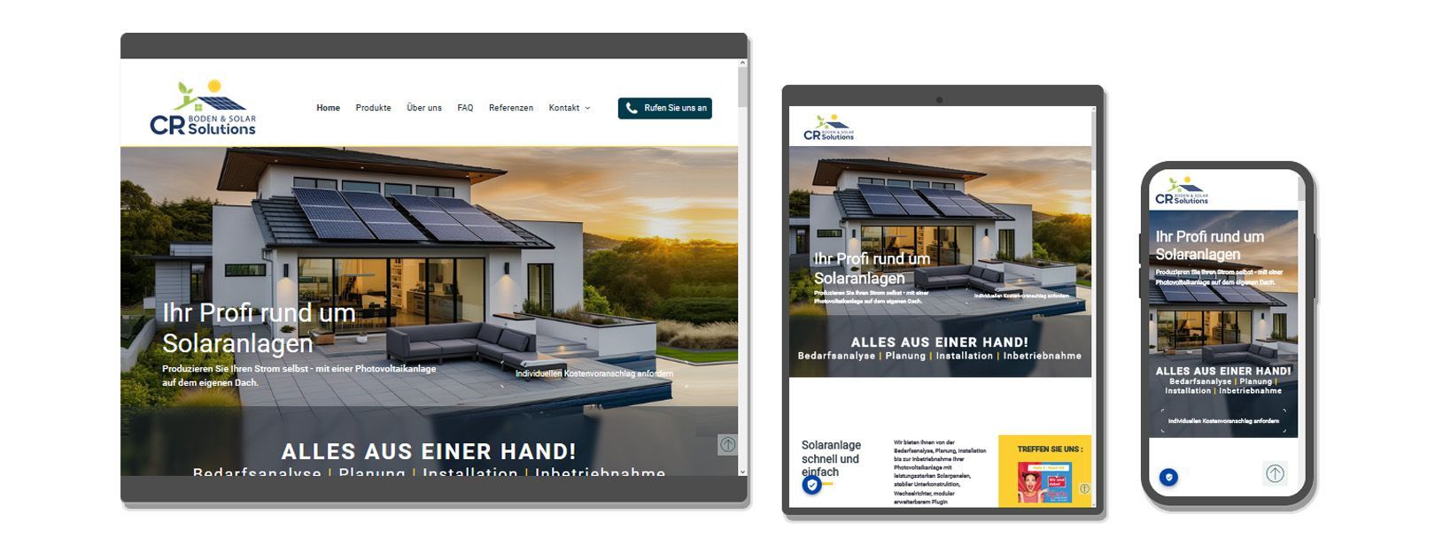 Website erstellt in individuellem Design Solaranlagen Anbieter Bruchsal