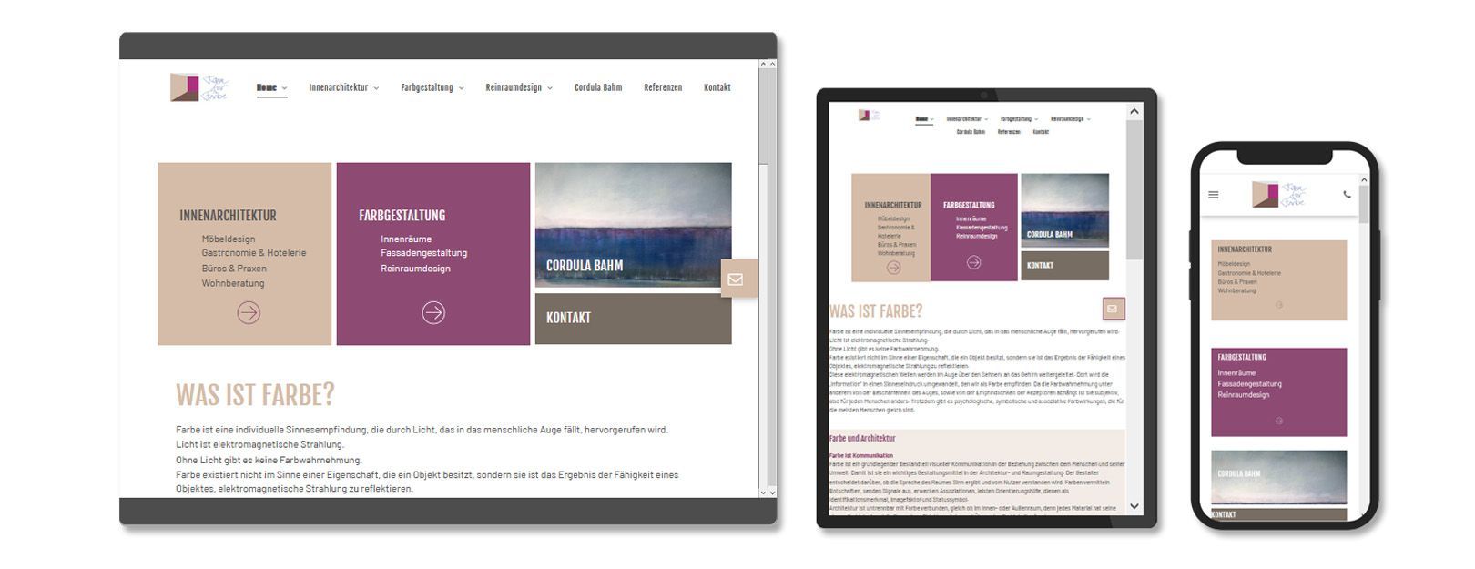 Cordula Bahm Farbgestaltung Website erstellt