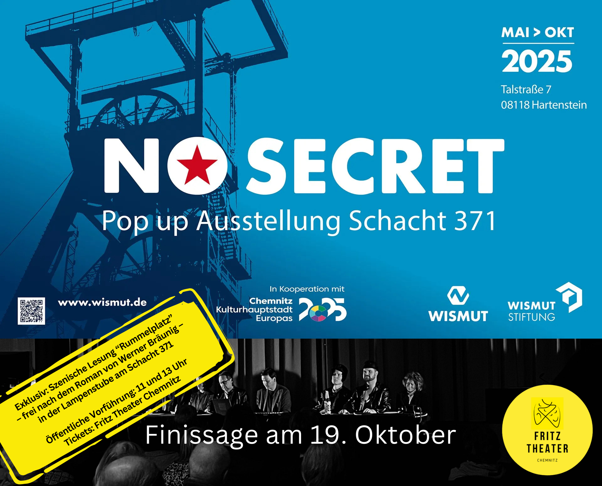 Bild No Secret mit Hinweis Finissage am 19.10.2025