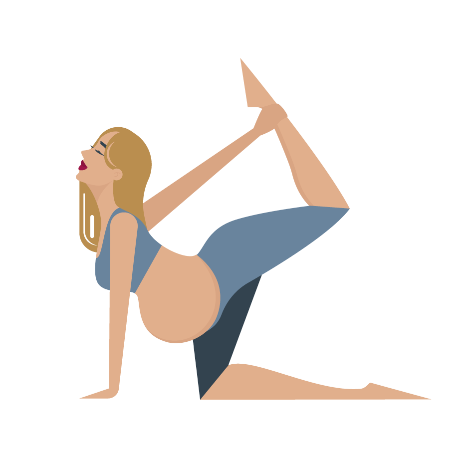 Fit mit Babybauch - Mein Fitnesskurs speziell zugeschnitten für alle schwangeren Frauen Auf dem Bild sitzt Julez im Schneidersitz auf der Sportmatte. Die Arme hält sie nach oben gestreckt, die Finger berühren sich.  Der Rücken wird dabei gedehnt. Sie trägt ein blaues Sportoutfit.