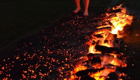 Firewalking at dusk