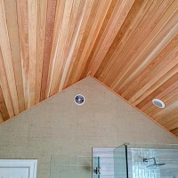 Vaulted cedar plank ceiling by The Renovation Company