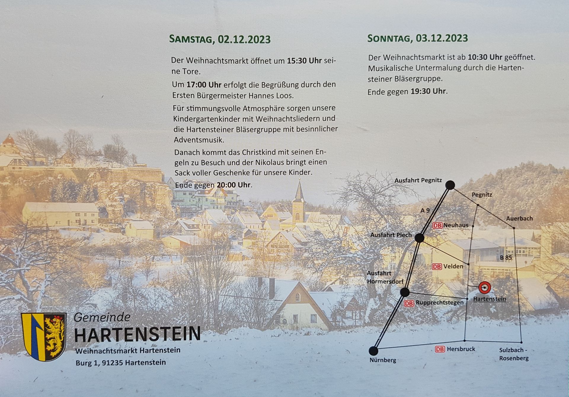 Weihnachtsmarkt Hartenstein Flyer Weihnachtsmarkt auf der Burg Hartenstein am 02. & 03.Dezember 2023