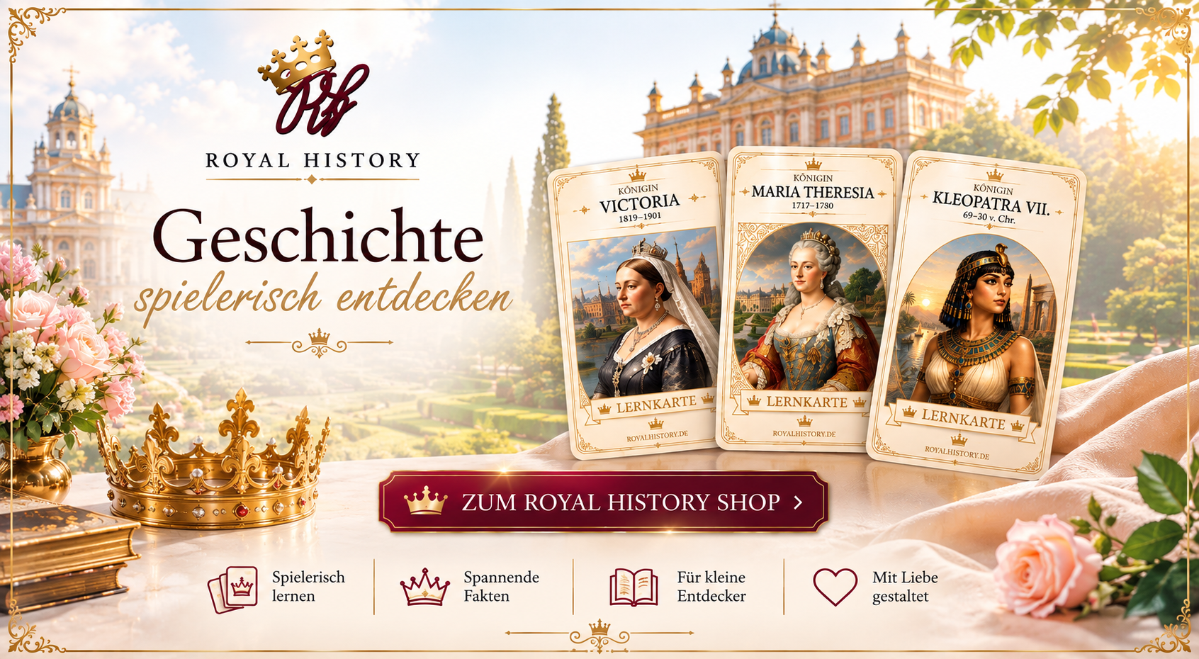 Royal History Shop Geschichte spielerisch entdecken. Hier geht es zum Royal History Shop
