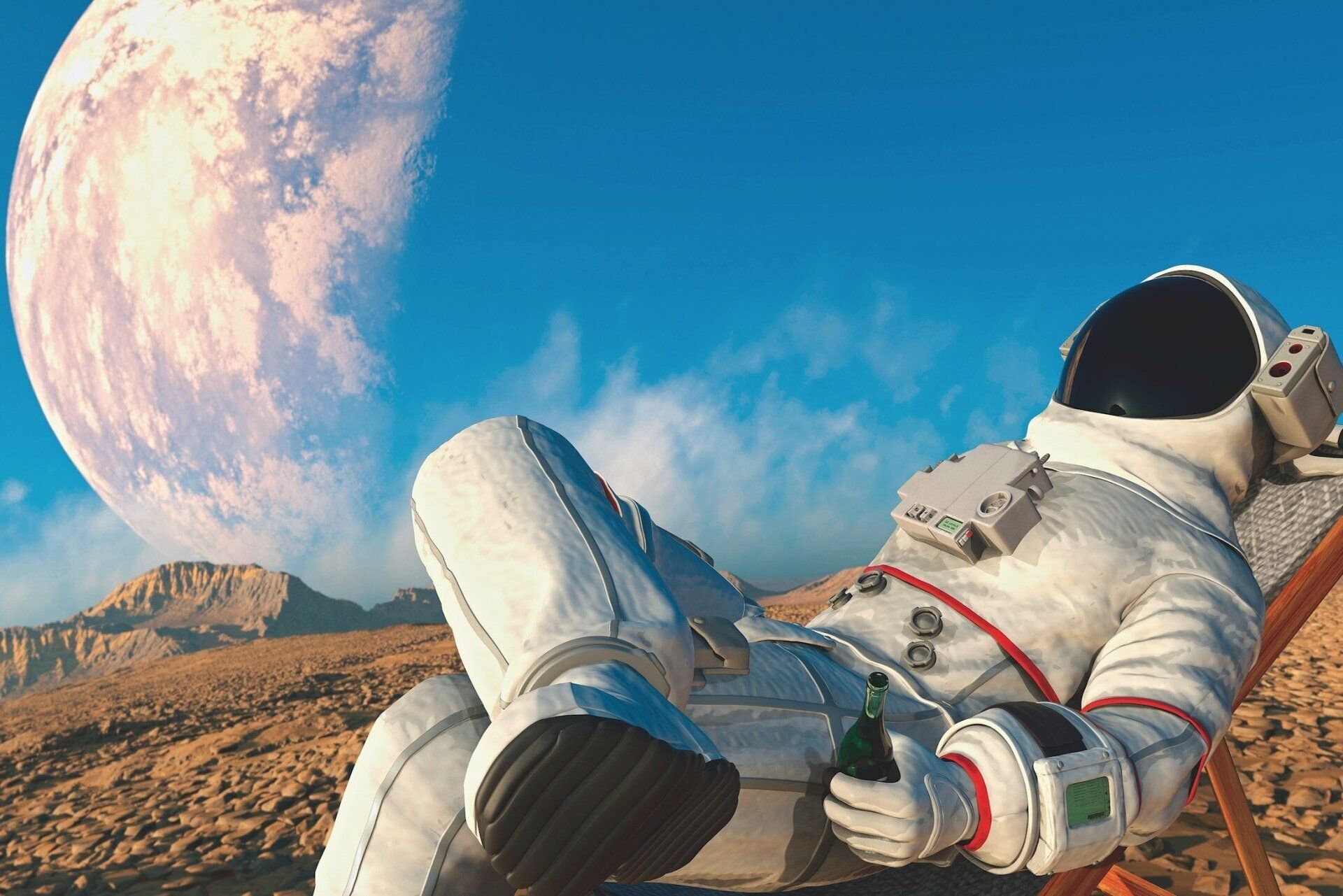 3 Artwork of an astronaut lounging with a drink, created by Marcio Mauro. © DM7/Shutterstock Assouline Alethea