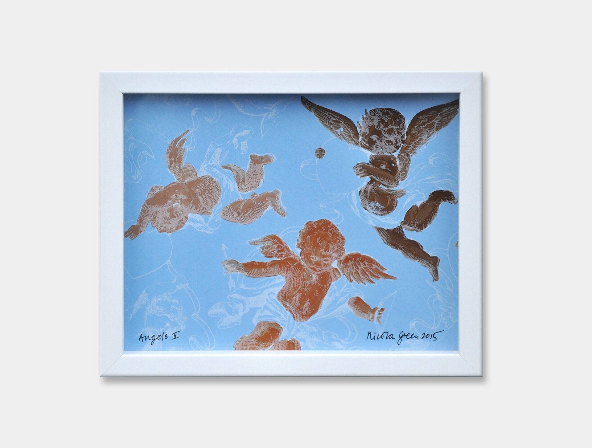 Angels II (2015) Artwork details: Painting on Mylar and board, Framed size: H26.9 x W32.4 x D4 cm ©Nicola Green Alethea Magazine interview