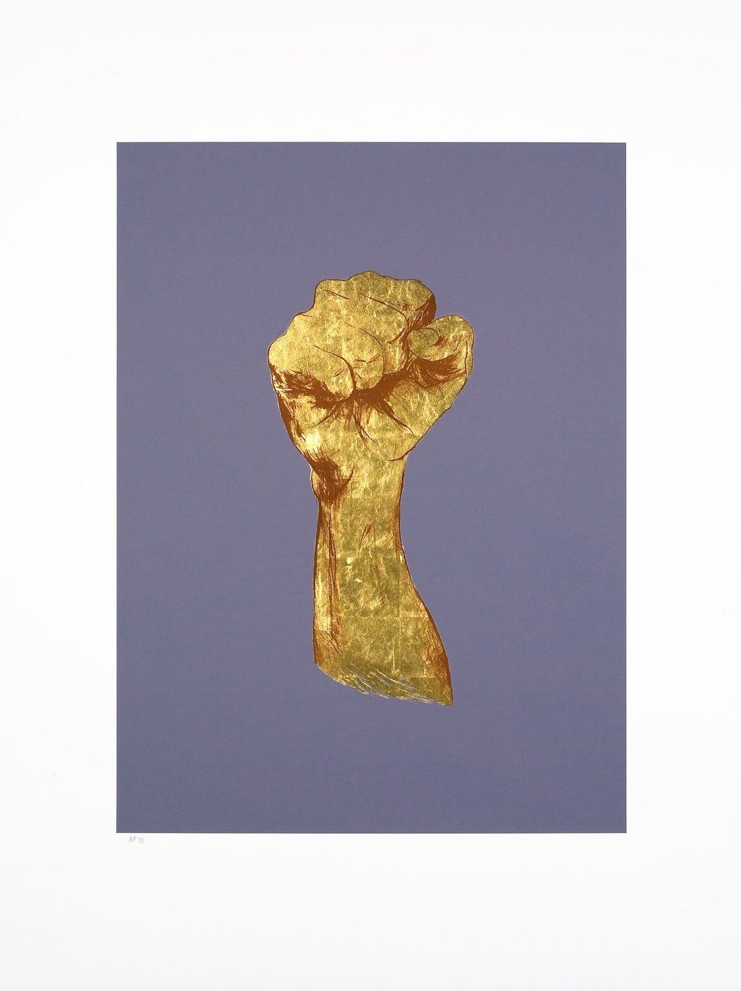 Alethea Magazine interview Day 2, Struggle (2010) Artwork details: Three color silk screen print with water-based enamel ink, 24ct gold leaf on Coventry Rag cotton paper, 335 gsm, 133 x 101.5 cm ©Nicola Green