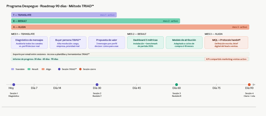 Roadmap progama despegue. Método TRIAD