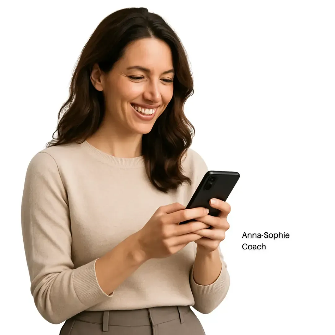 Coach und Unternehmerin schaut nach er Sichtbarkeit ihres Business in KI Systemen und Assistenten wie Chat GPT