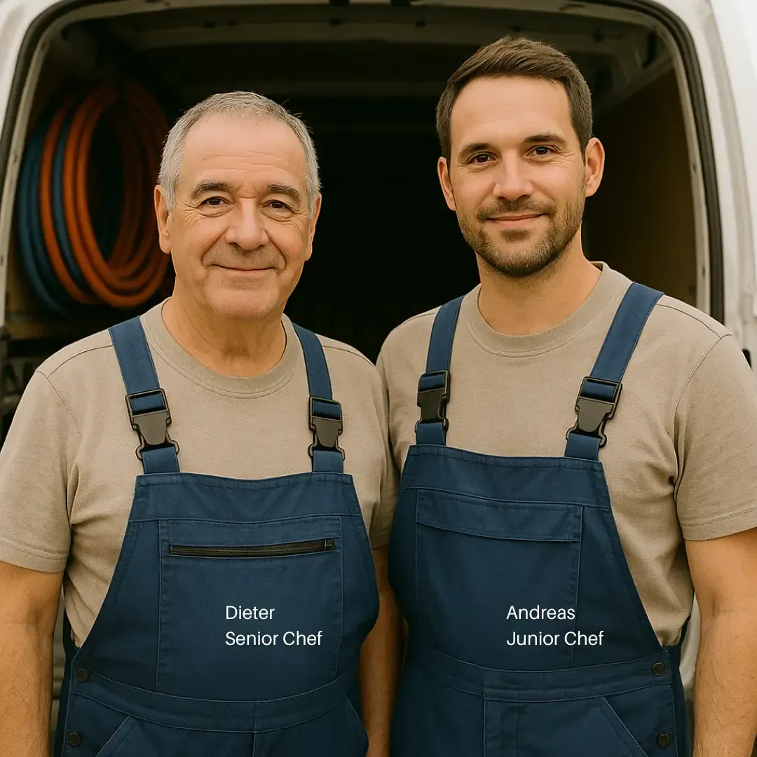 Porträt Handwerksbetrieb Junior und Seniorchef - neuen Kunden gewinnen mit besserer Sichtbarkeit in KI Systemen