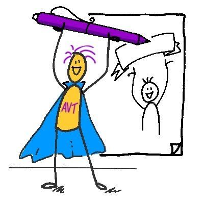 AVT Superhero holding a pen