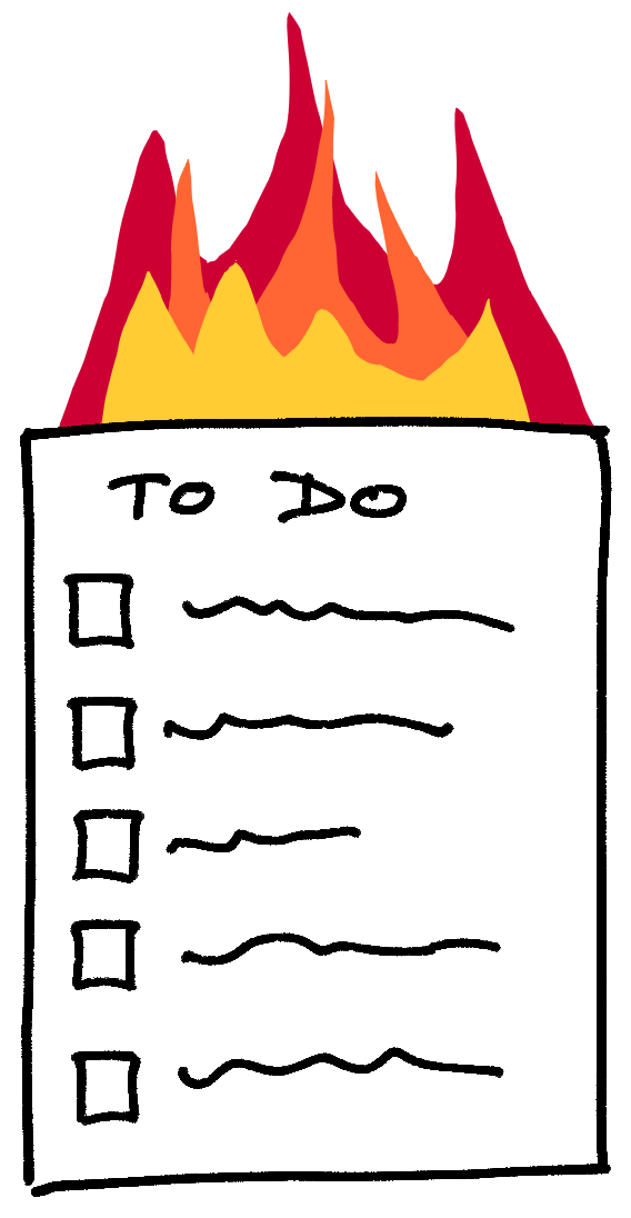 drawing of a To Do list on fire