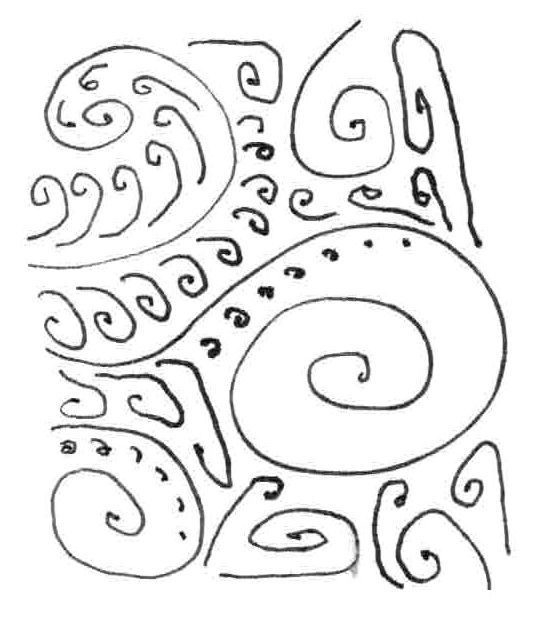warm-up doodle with swirly shapes