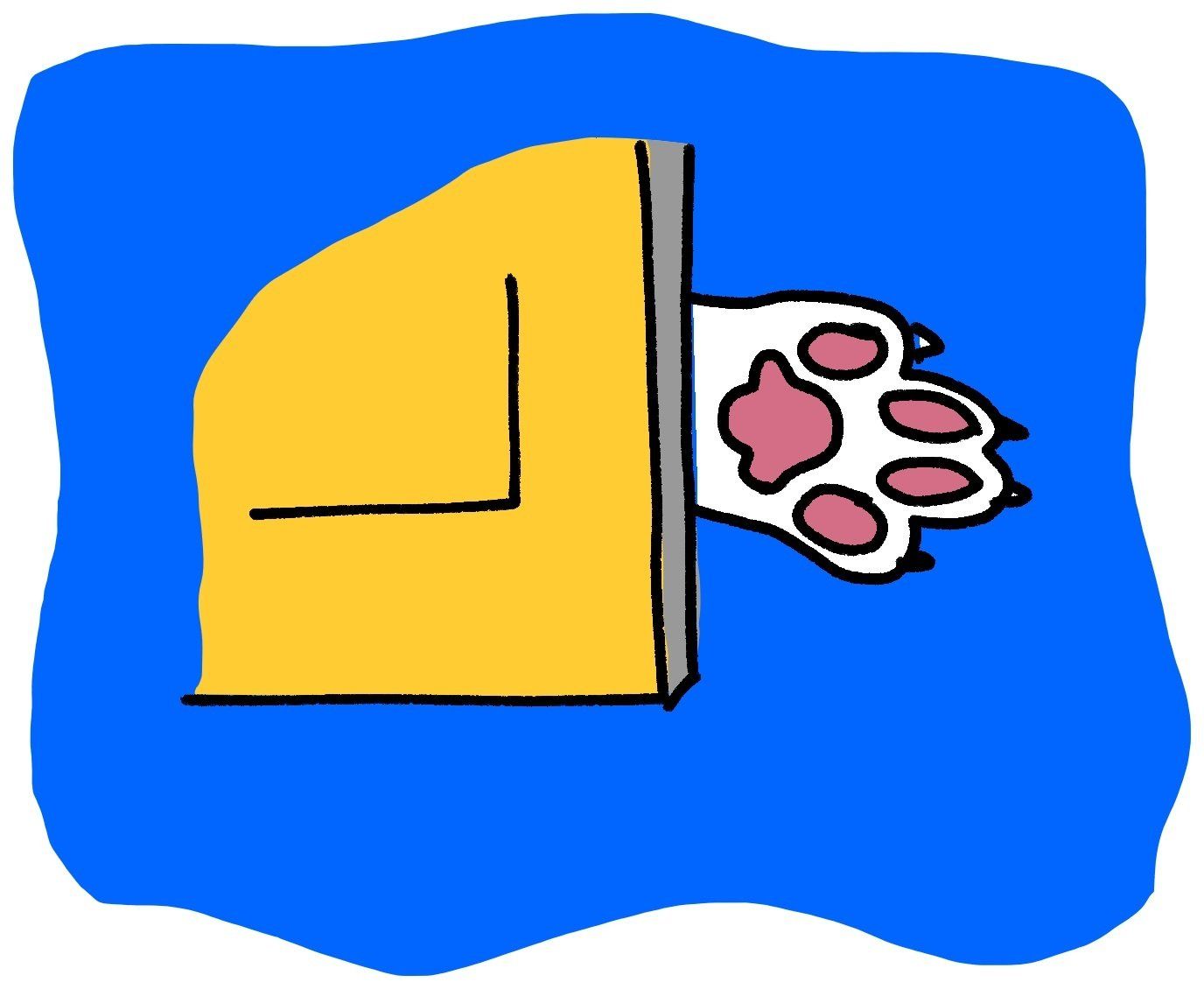 Dog paw reaching out from behind a door