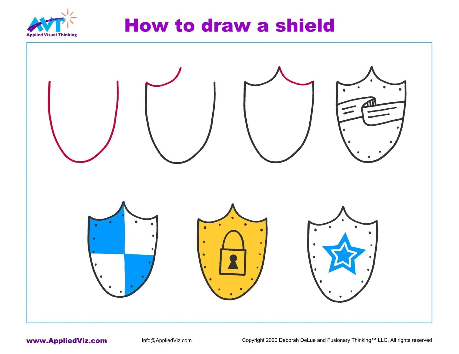 How to draw a shield step by step
