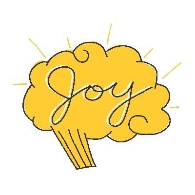 Drawing of a brain with the word Joy written inside
