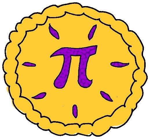 Drawing of a pie with the mathematical symbol for pi carved into the top crust