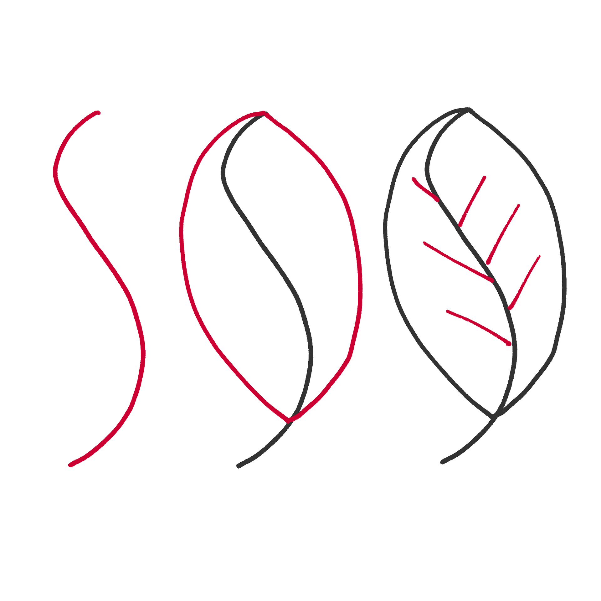 Line drawings are often made up of S C and I shapes.