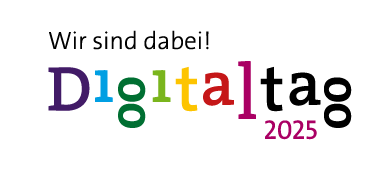 Schrift auf weißem Hintergrund - Wir sind dabei Digitaltag 2023