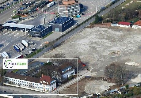 Autobahnzoll mit alten Zollgebäuden und Zollpark Autobahnzoll mit alten Zollgebäuden und Zollpark