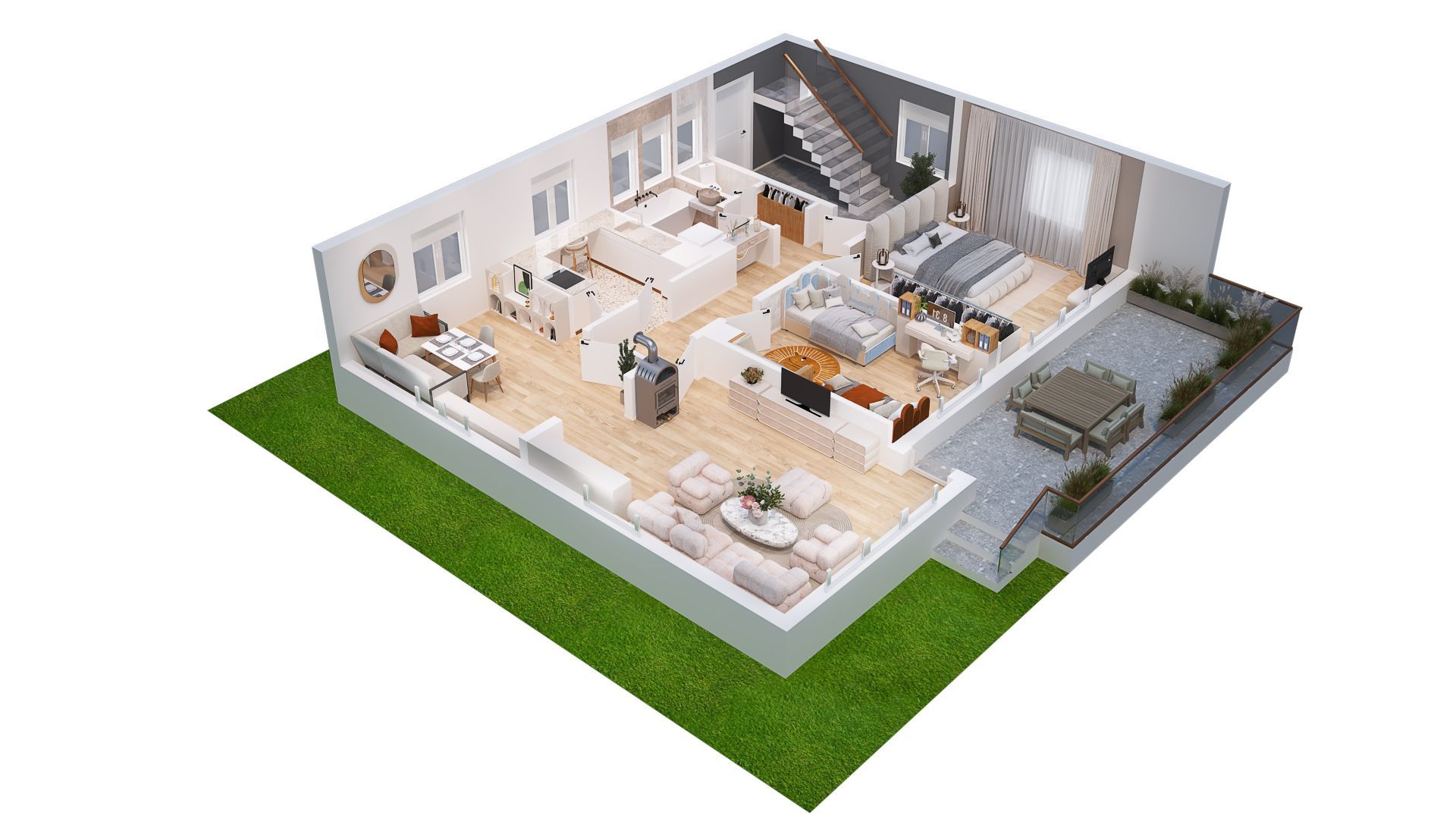 EG Grundriss Wohnung Winnenden Birkmannsweiler Mehrfamilienhaus