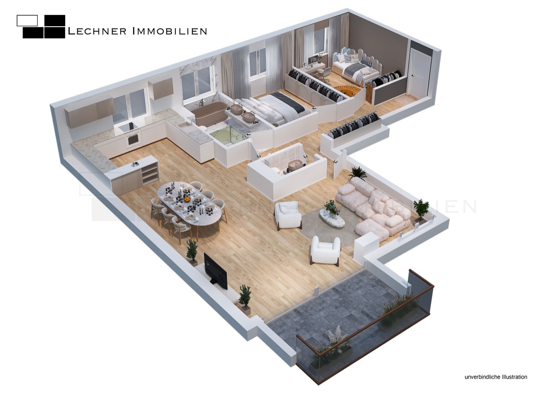 zentrale neubauwohnung ludwigsburg grundriss isometrisch