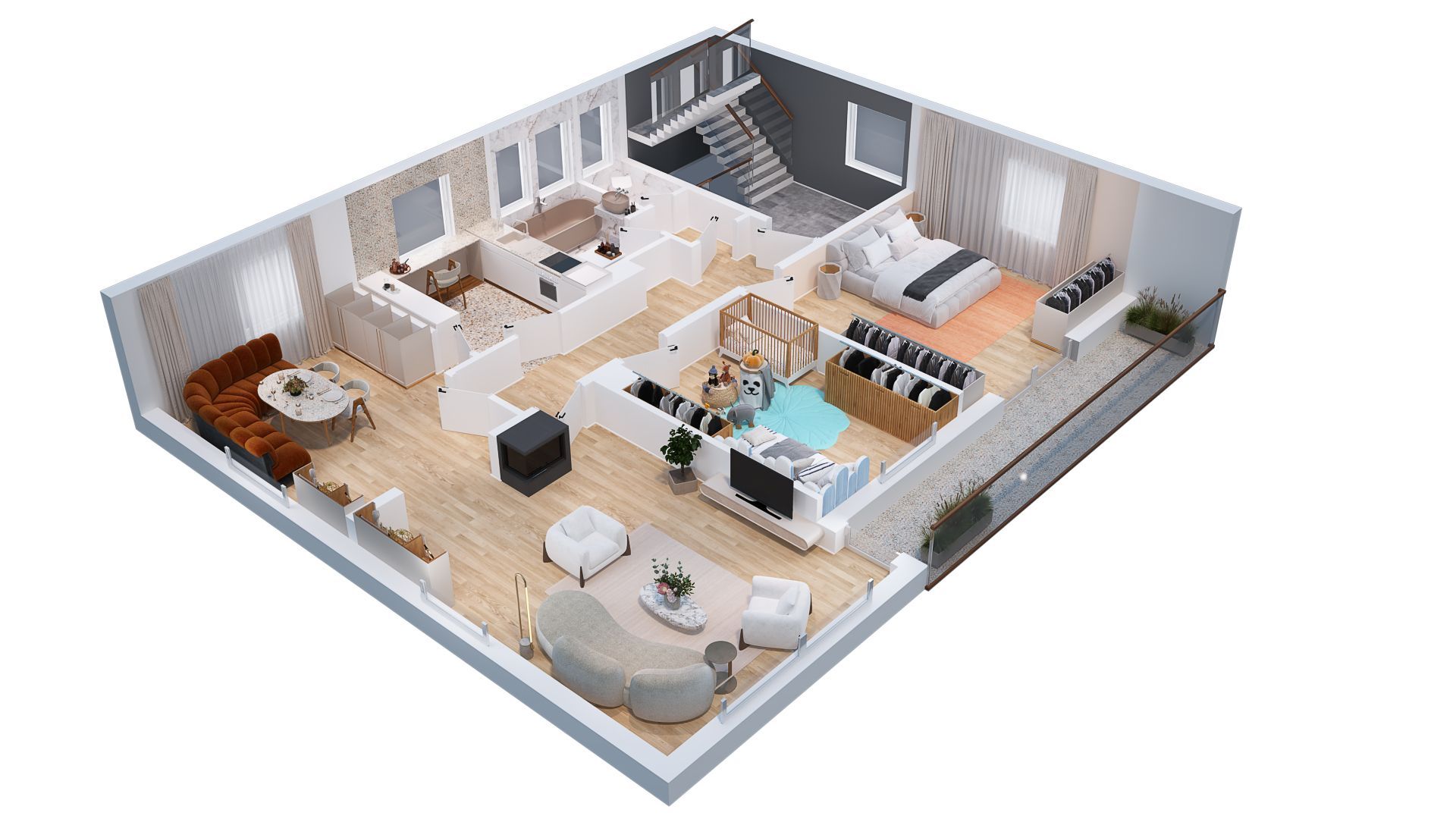 Obergegschoss OG Grundriss Wohnung Winnenden Birkmannsweiler Mehrfamilienhaus