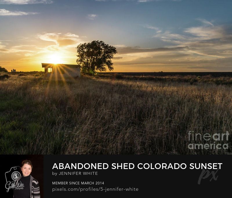 While driving along Highway 50, also known as Highway 385 near Granada, Colorado, United States we spotted this abandoned building that was a perfect subject during this gold hour sunset. I was able to capture it at the right time to get sunrays over the roof of the abandoned shed. A couple of tree bunched up beside the building gives this rustic landscape country scene that extra touch. Photo by Jennifer White Timeless Moments Photography.