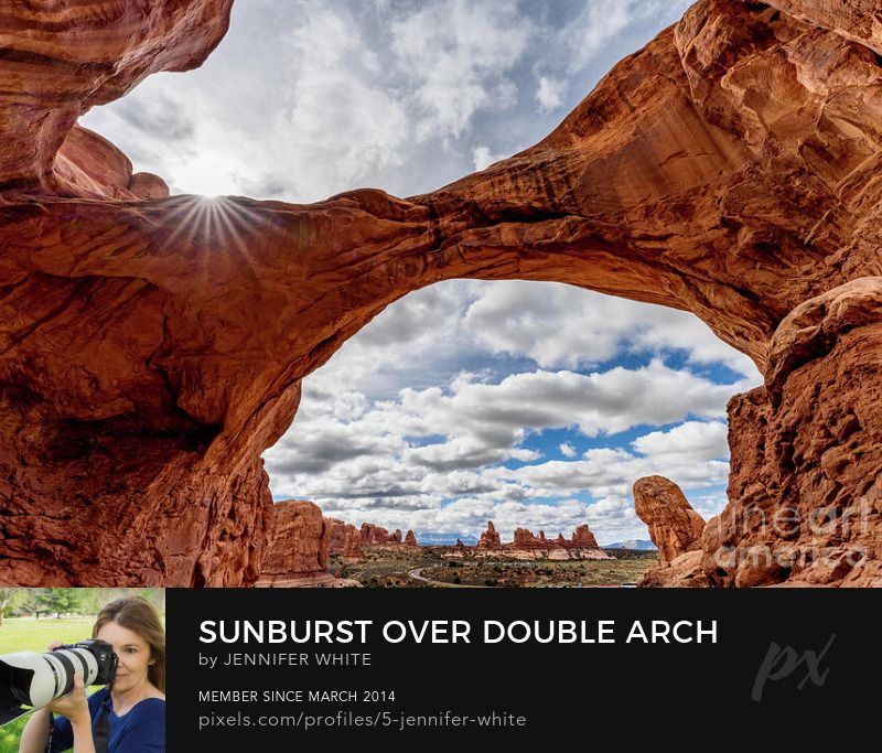 While inside and under the Double Arch Rock Formation, I was able to capture a sunburst over one of the arches. This is in Arches National Park in Moab, Utah.