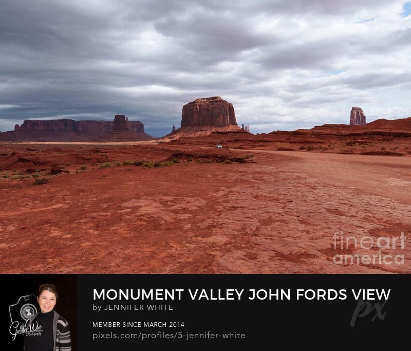 A view from near John Fords Point in Monument Valley in Arizona, United States. Also part of Navajo Tribal Park, you can see the famous Merrick Butte and West Mitten along with Sentinel Mesa. A car can be seen driving along the parks main dirt road. Storm clouds move into the area that later bring in some hail and sleet which I also have photos of. This photograph captures the rustic beauty of one of the most iconic desert parks