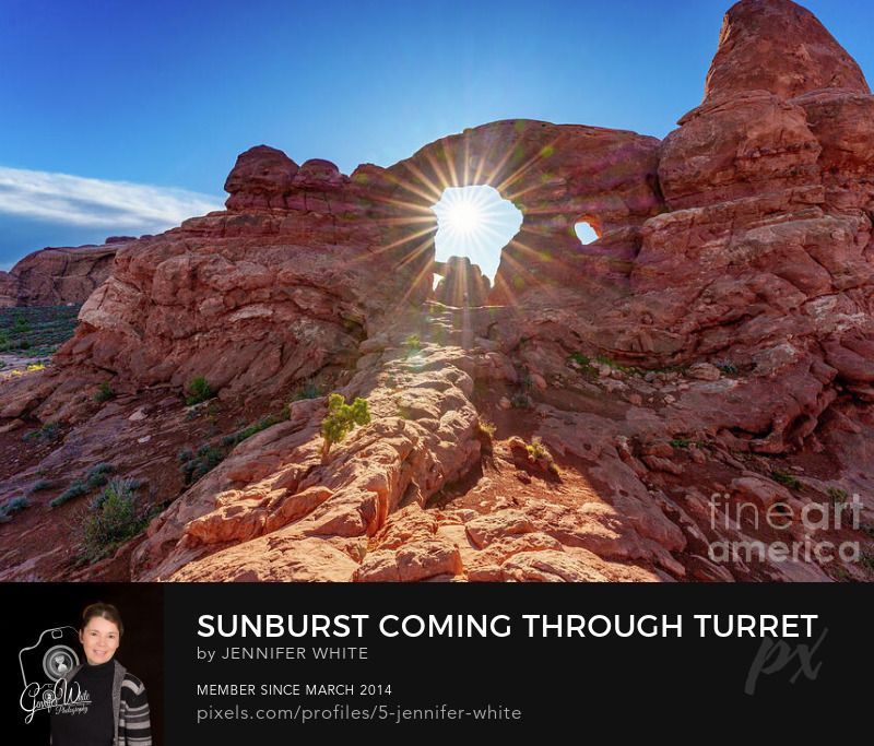 After exploring Turret Arch in Arches National Park near Moab, Utah, I turned back and captured a striking sun star shining through the natural opening in the rock. The golden rays of the sun created a brilliant sunburst effect, illuminating the red sandstone and giving the formation a warm orange glow. This dramatic scene highlights the beauty of Utah’s desert landscapes and the iconic rock formations found in the heart of Arches National Park. This is located in the Windows Section of the park.