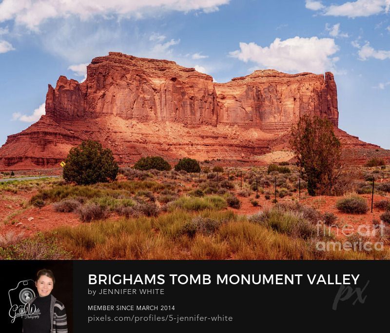 This photograph captures the majestic Brigham’s Tomb Butte stands at an elevation of 6,739 feet at the north end of Monument Valley. It sets in Oljato-Monument Valley, Utah near Mexican Hat, UT and the border of Arizona. It is an iconic landform that can be seen from Highway 163. The mountain's name refers to Brigham Young, the first governor of the Utah Territory. From 1964 to 1987 it was called Saddleback.
This photo was taken by Jennifer White with Timeless Moments Photography. All images are copyrighted © Timeless Moments Photography/Jennifer White. All rights reserved.