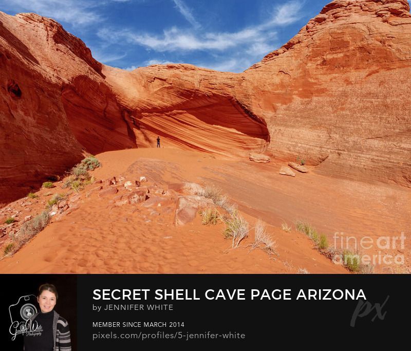 This striking orange sandstone cavern, often called Shell Sand Cave, lies tucked behind a Shell gas station near Page, Arizona, which is how it earned its popular nickname. If youve seen vibrant cave photos from this region circulating on social media, chances are they were taken right here. This view looks toward the cave entrance, where the person standing at center provides a helpful sense of scale while photographing from the most sought-after vantage point.
