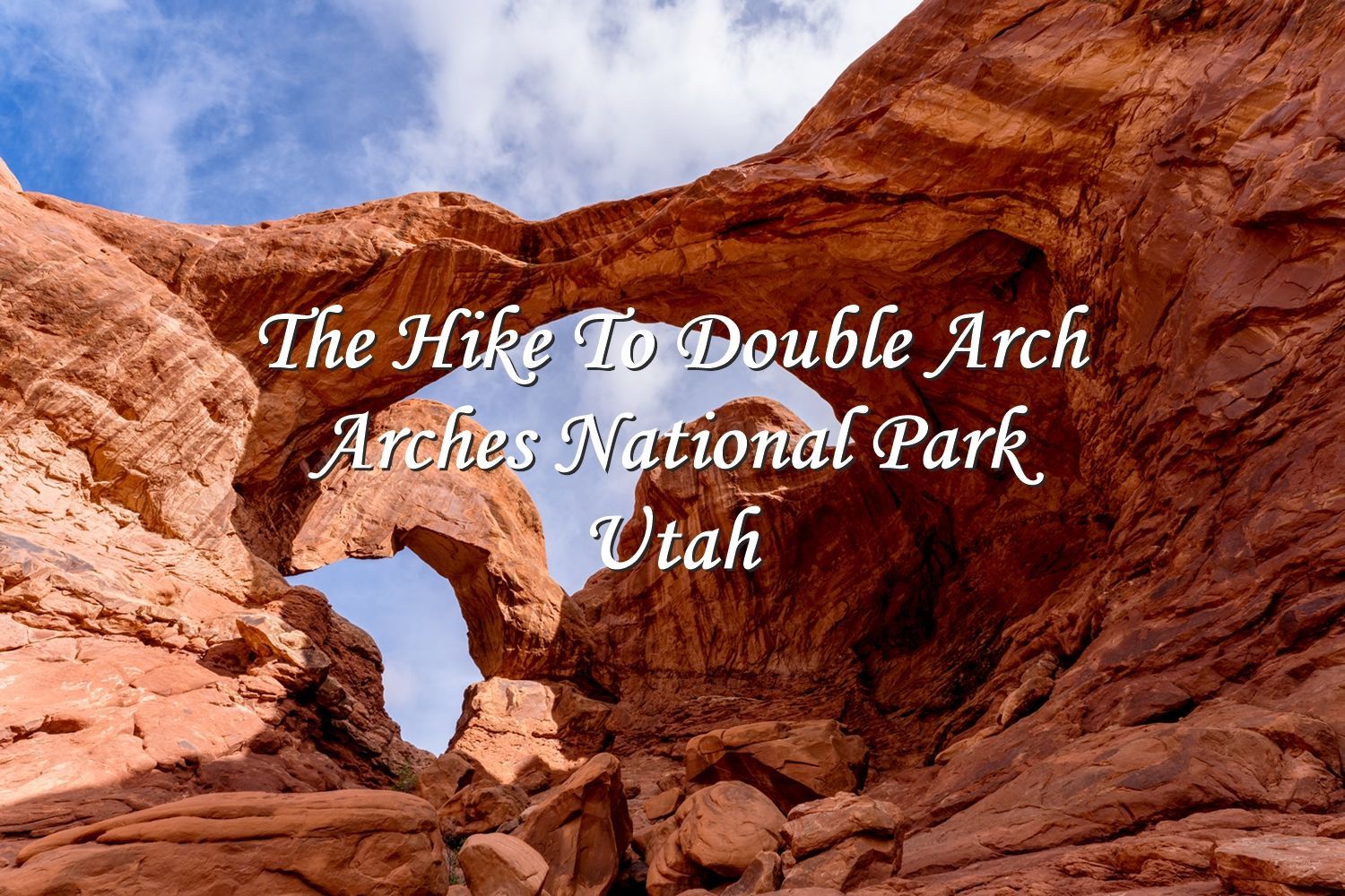 A view of Double Arch in Arches National Park in Moab, Utah.