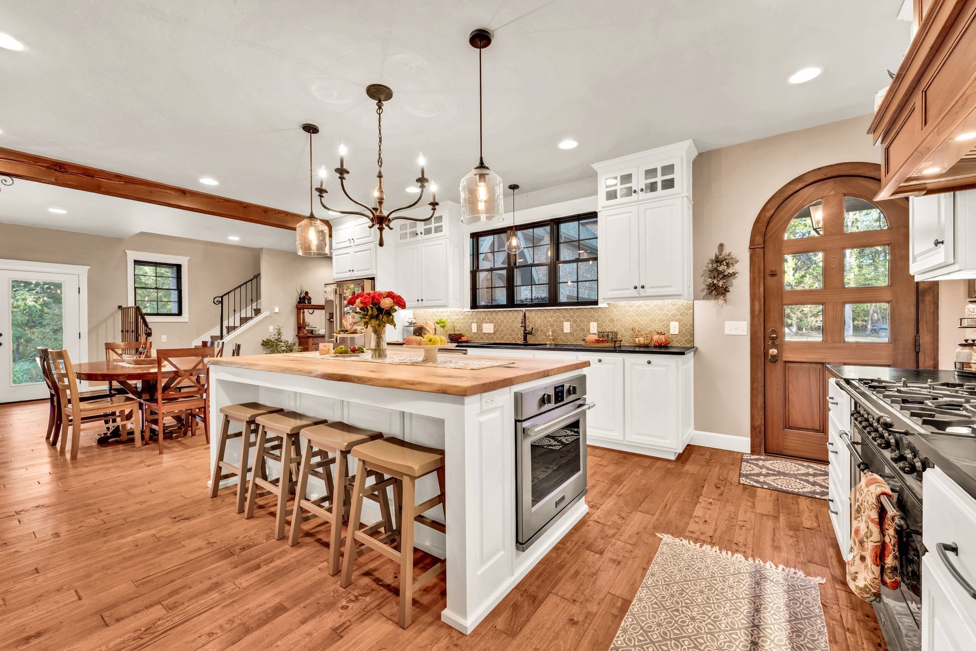 An interior kitchen professional real estate photo by Jennifer White Timeless Moments Photography of a home built by Old World Cottages near Springfield Missouri.