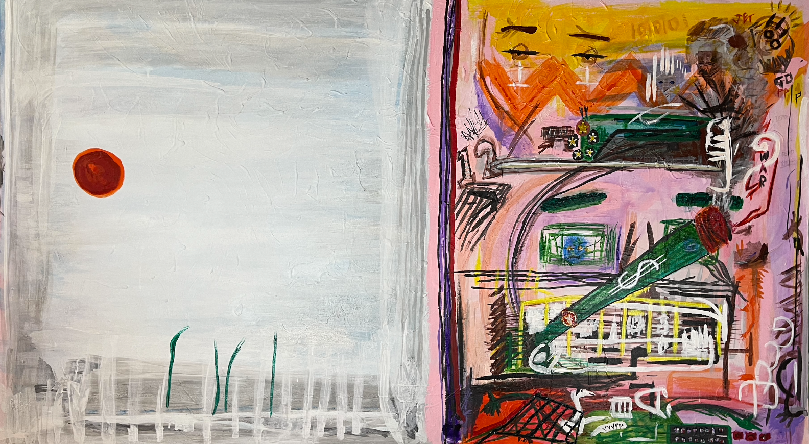 Painting ‘Foisting’ by Crispin Sturrock – expressive large-scale abstract exploring duality