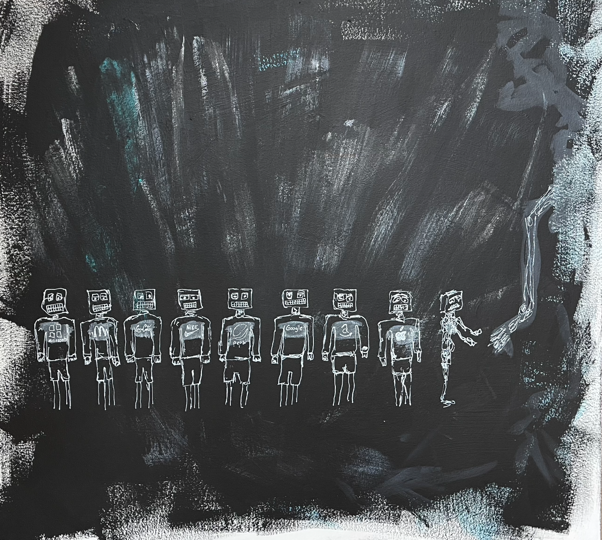 Painting ‘Brand’ by Crispin Sturrock – conceptual abstraction exploring consumer symbolism