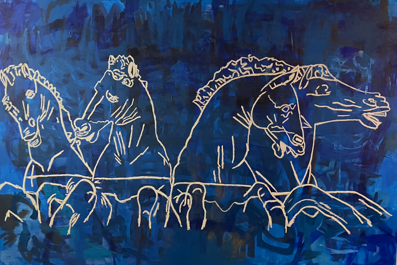 Painting ‘Power and the Union’ – dynamic four-horse Quadriga composition by Crispin Sturrock