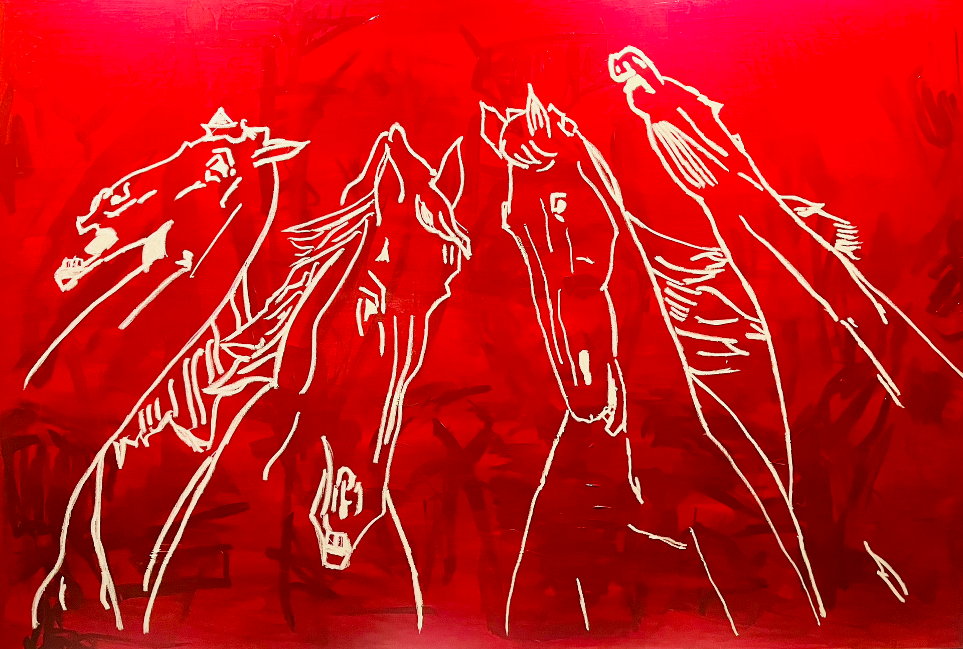 Painting ‘Peace Descending’ by Crispin Sturrock – Quadriga abstraction from Wellington Arch.