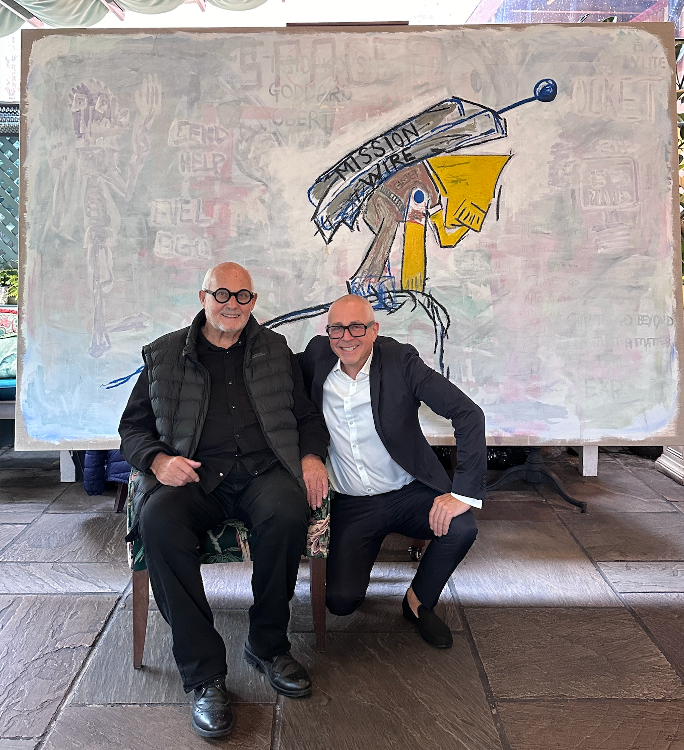 Exhibition and charity event photos featuring Crispin Sturrock artworks and collaborations