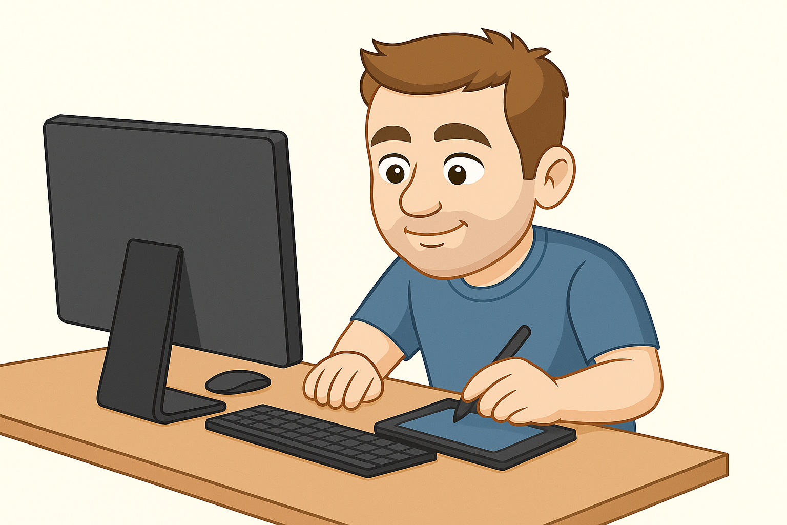 Mein Avatar beim Notieren der Fragen. Ich habe sie beantwortet – und die KI hat geschwitzt beim Tippen und Bildzeichnen.