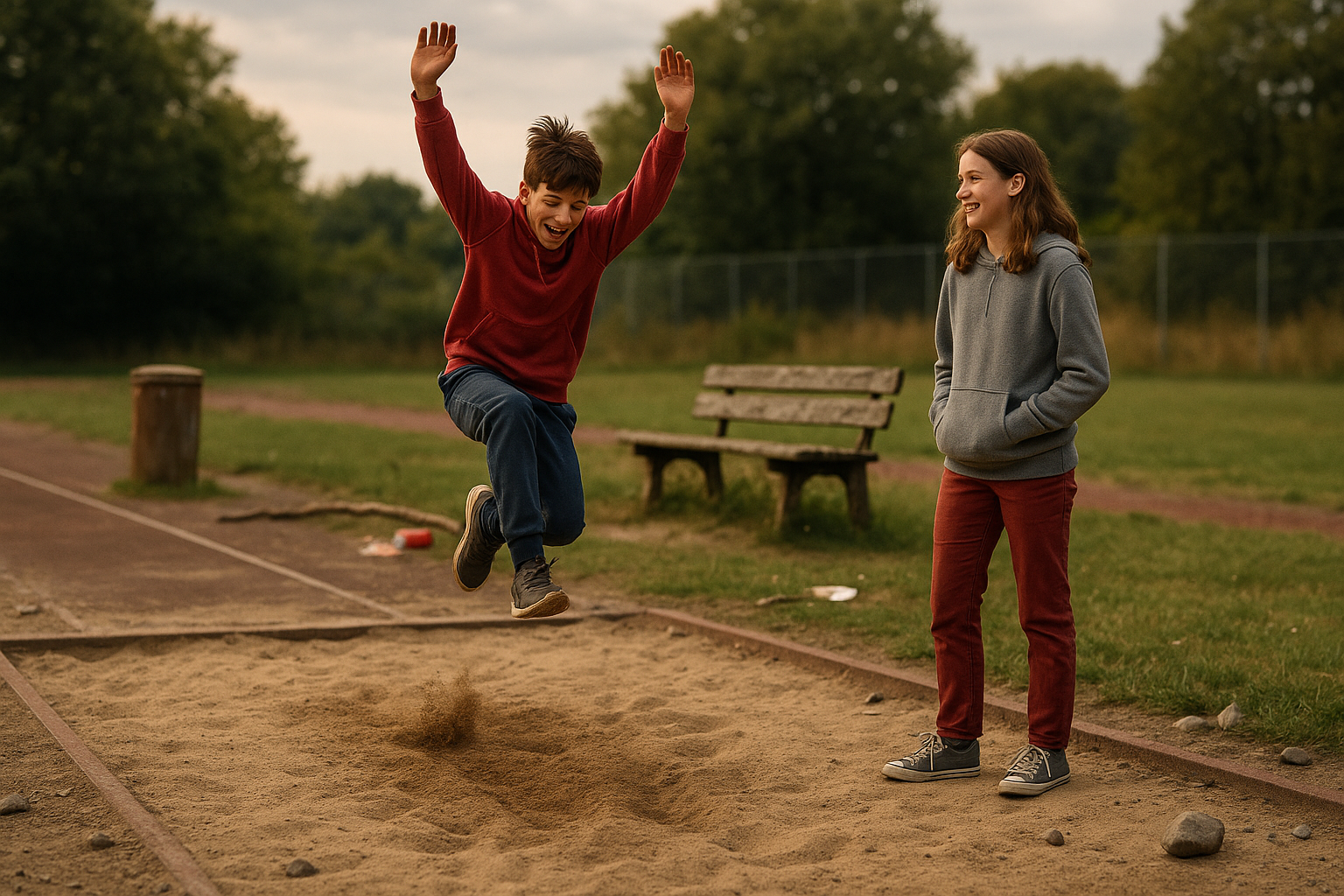 Improvisiertes Messen auf dem Sportplatz – Sprungweite mit einem Ast bestimmen
