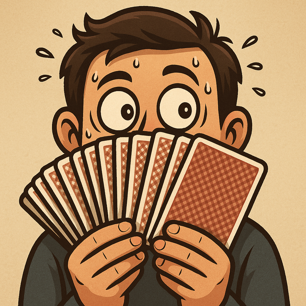 Ein hypernervöser Kartenspieler – sind die sieben Asse im 32er Set etwa nicht erlaubt?