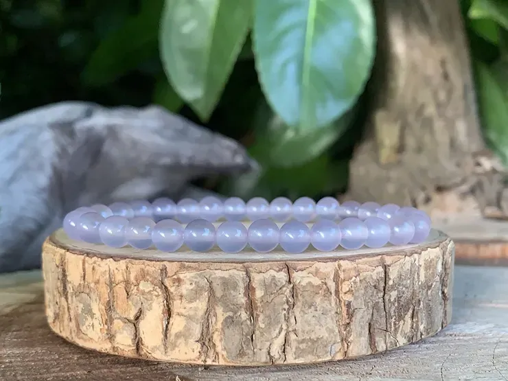 Bracelet en calcédoine violette naturelle